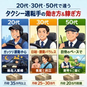 20代・30代・50代で違うタクシー運転手の働き方と稼ぎ方
