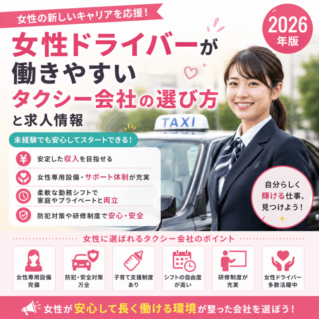 女性ドライバーが働きやすいタクシー会社の選び方と求人情報【2026年版】