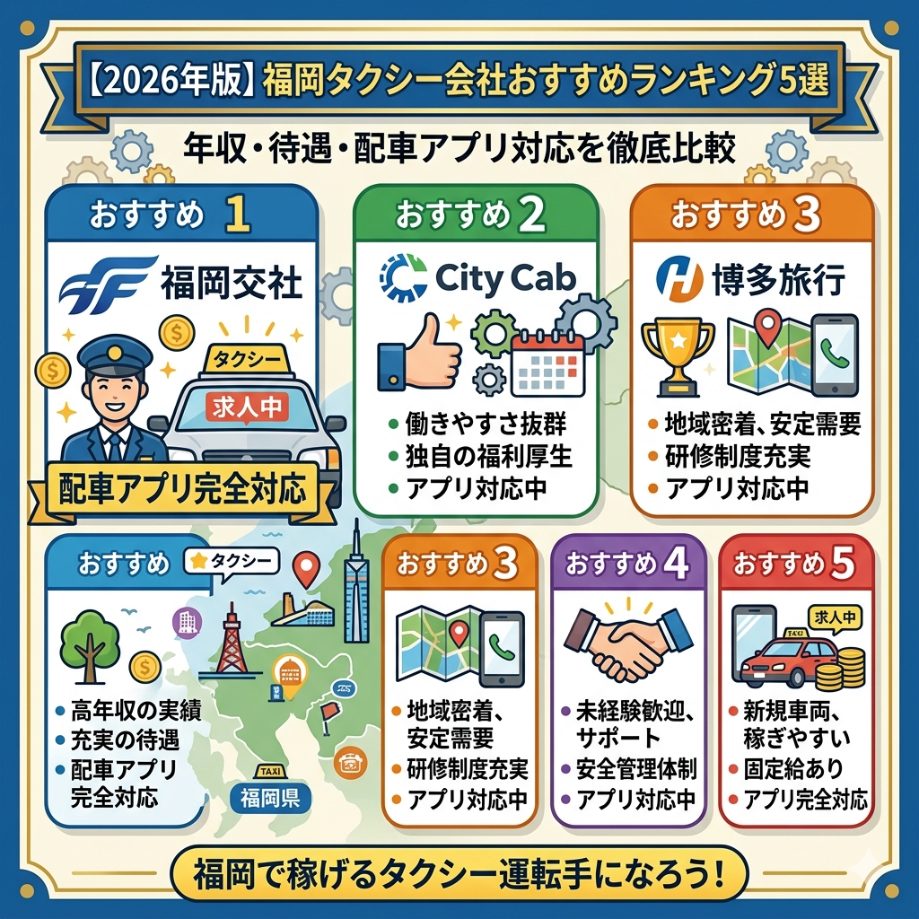 【2026年版】福岡タクシー会社おすすめランキング5選