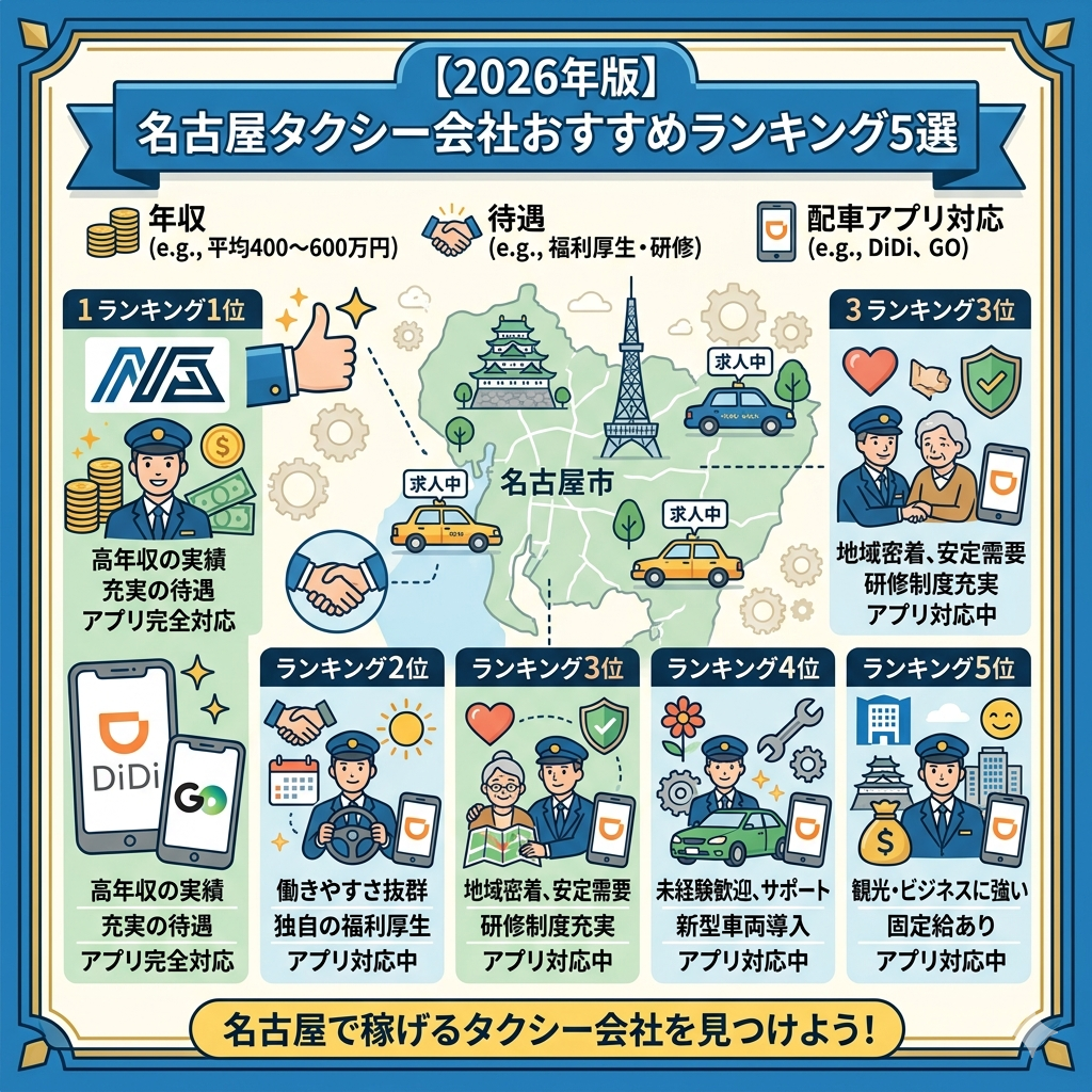 【2026年版】名古屋タクシー会社おすすめランキング5選