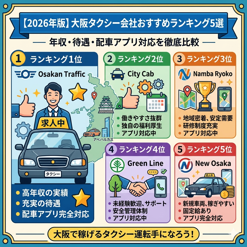 【2026年版】大阪タクシー会社おすすめランキング5選