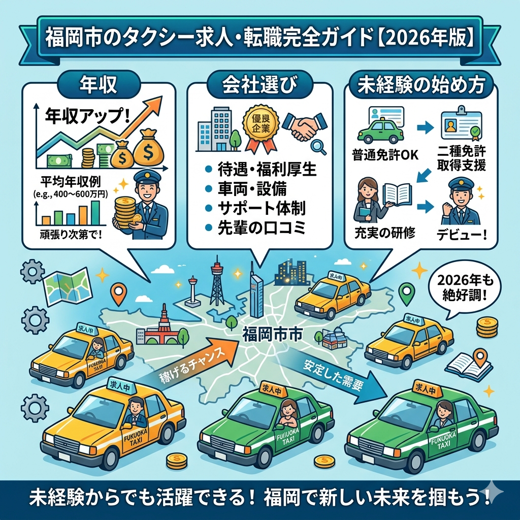 福岡市のタクシー求人・転職完全ガイド
