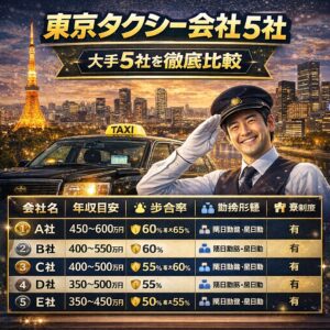 東京タクシー会社ランキング【2026年版】大手5社を徹底比較｜年収・特徴・おすすめを解説