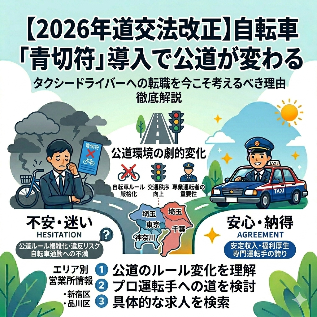 自転車「青切符」導入で公道が変わる｜タクシードライバーへの転職を今こそ考えるべき理由【2026年道交法改正】