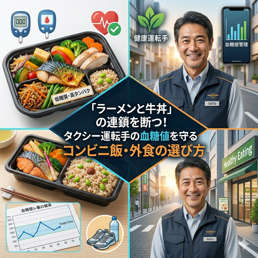 「ラーメンと牛丼」の連鎖を断つ！タクシー運転手の血糖値を守るコンビニ飯・外食の選び方