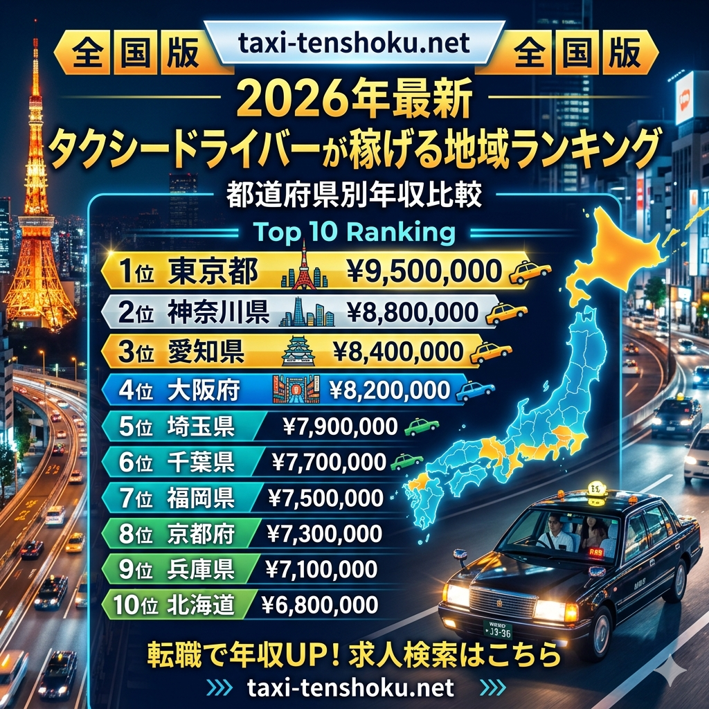タクシードライバーが稼げる地域ランキング【2026年最新】