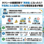 タクシーの健康診断で「再検査」になったら？不採用になる基準と対策を現役担当者が解説