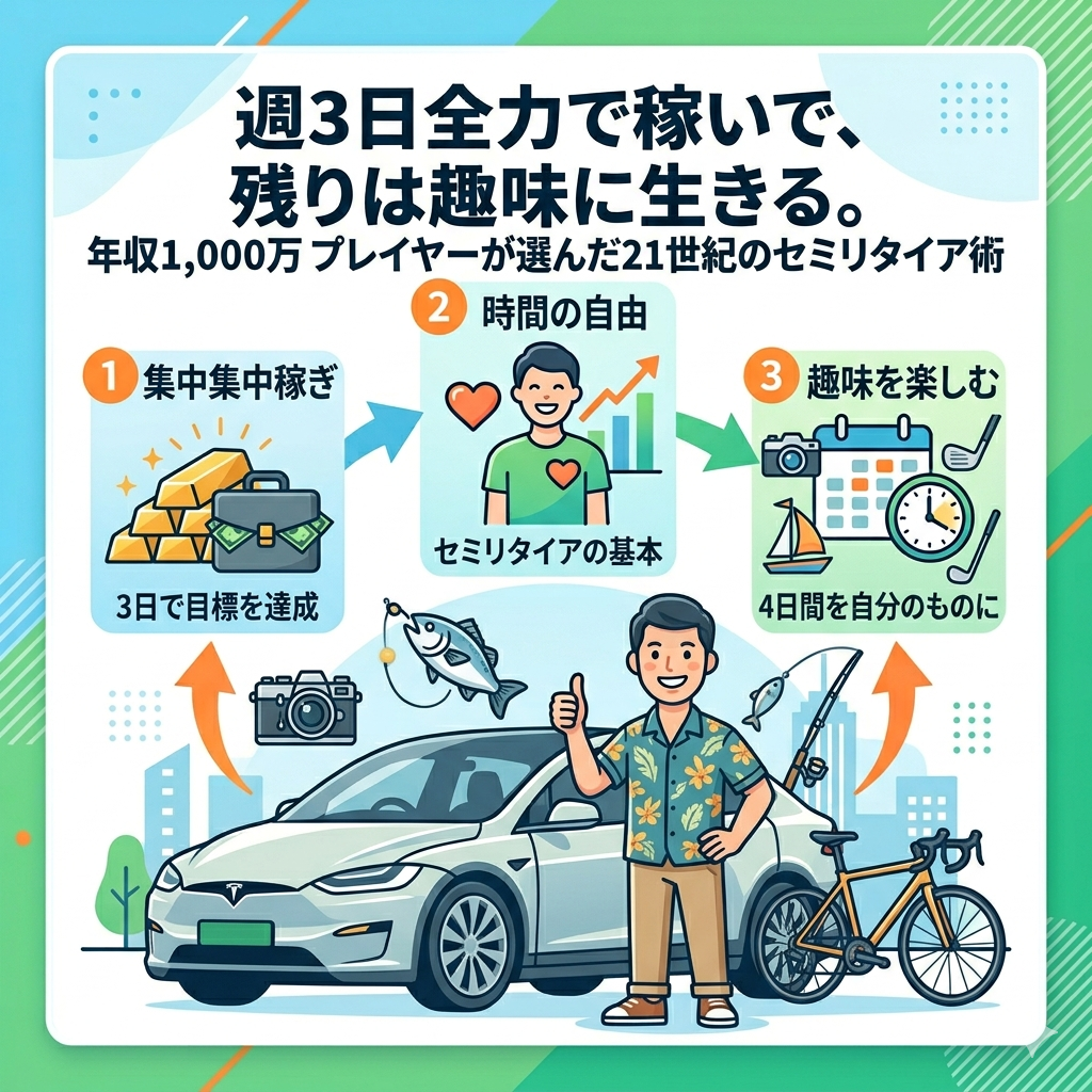 週3日全力で稼いで、残りは趣味に生きる