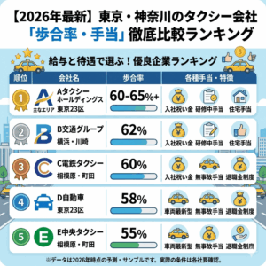 【2026年最新】東京・神奈川のタクシー会社「歩合率・手当」徹底比較ランキング