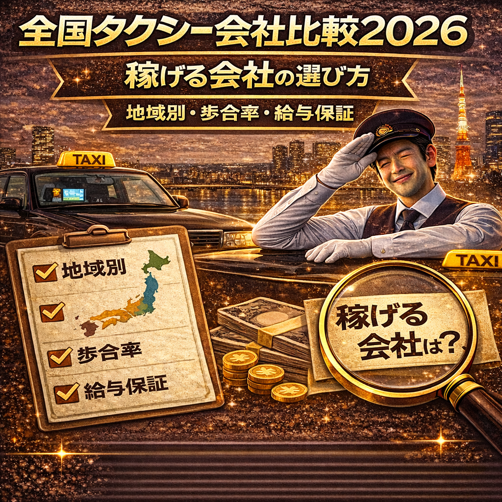 全国タクシー会社ランキング2026｜稼げる大手・歩合率・給与保証を比較【地域別早見表】