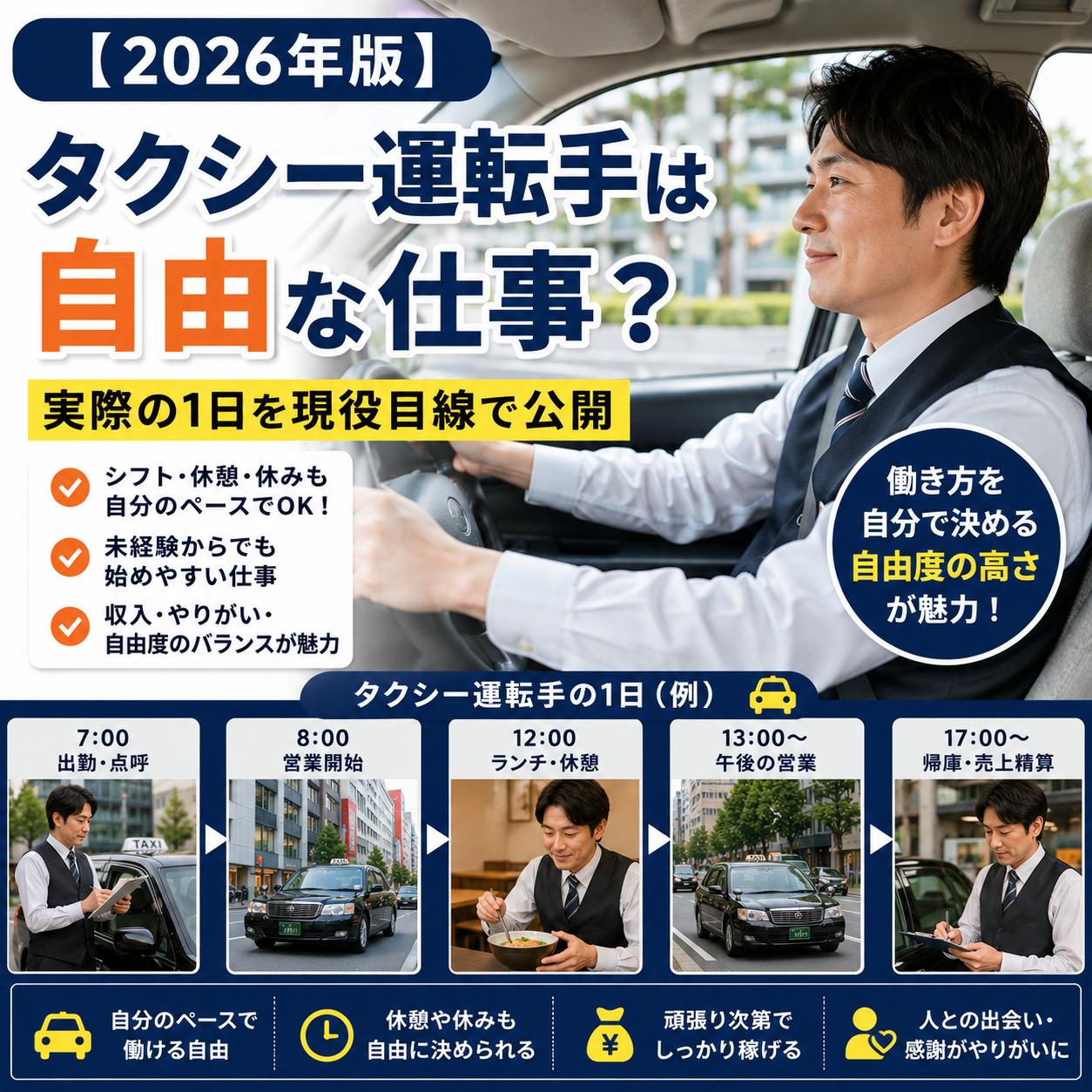 【2026年版】タクシー運転手は自由な仕事？実際の1日を現役目線で公開