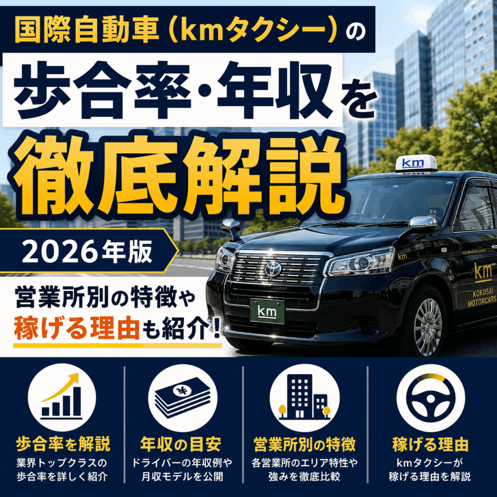 国際自動車（kmタクシー）の歩合率・年収を徹底解説｜営業所別の特徴や稼げる理由も紹介【2026年版】