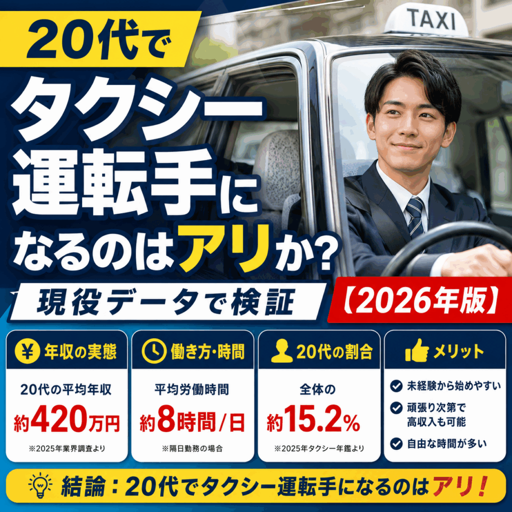 20代でタクシー運転手になるのはアリか？現役データで検証【2026年版】