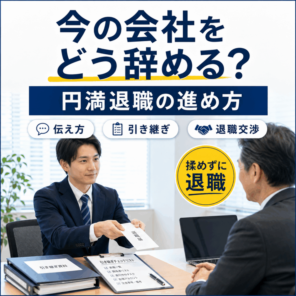 今の会社をどう辞める?円満退職の伝え方・引き継ぎ・退職交渉の進め方