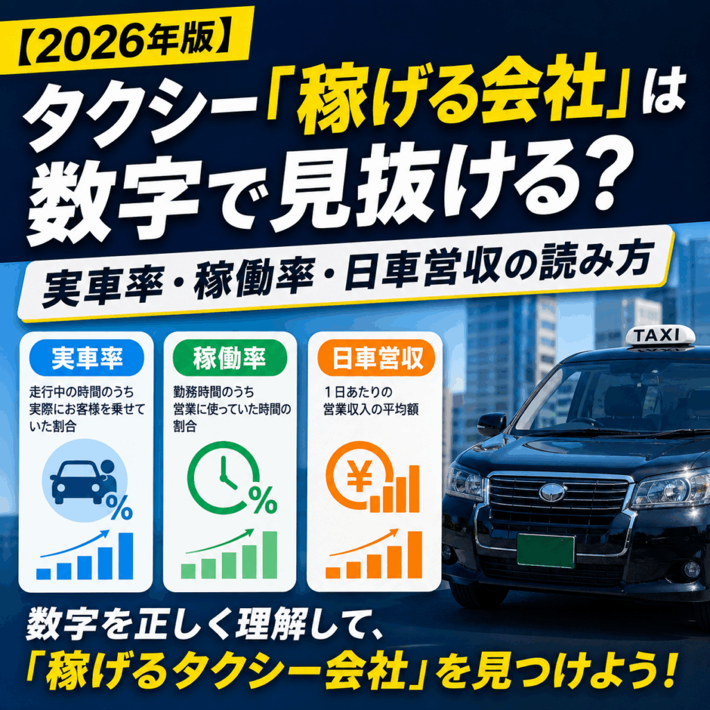 【2026年版】タクシー「稼げる会社」は数字で見抜ける？実車率・稼働率・日車営収の読み方