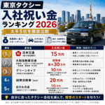 東京タクシー入社祝い金ランキング2026|大手5社を徹底比較