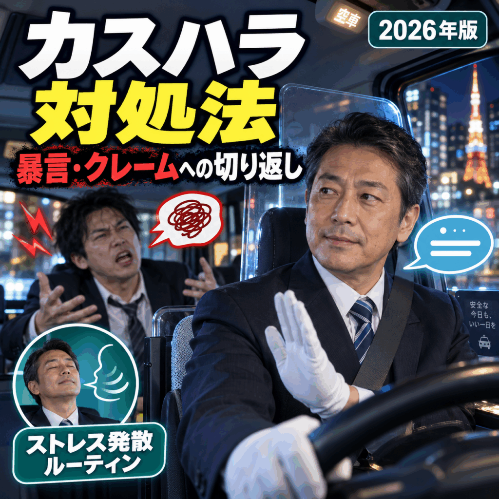 タクシーのカスタマーハラスメント対処法｜暴言・クレームへの切り返しトークとストレス発散ルーティン【2026年版】