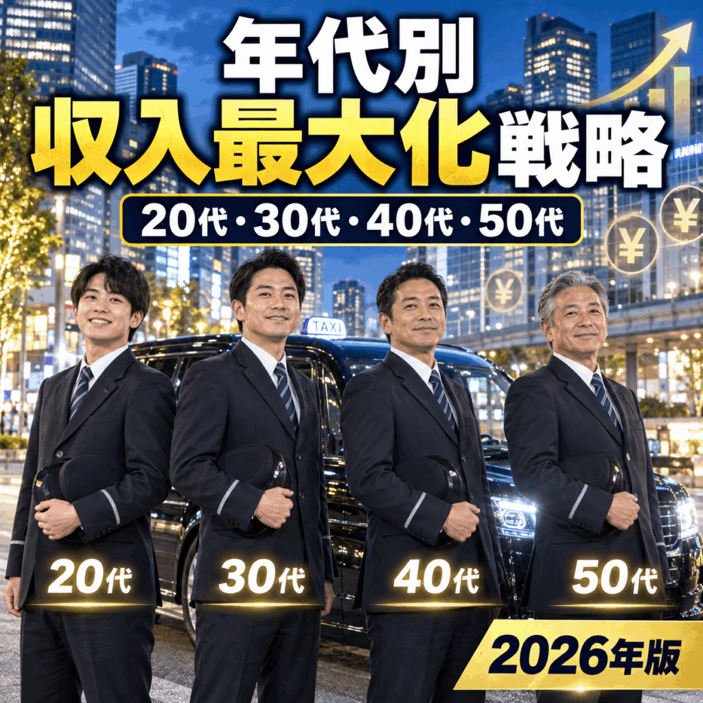 タクシー運転手の年代別・収入最大化戦略|20代・30代・40代・50代でここまで違う稼ぎ方【2026年版】